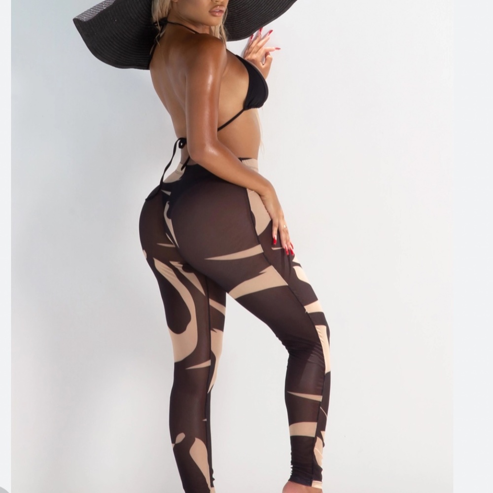 Matte Collection Niccolo Three Piece Black Bikini Swim Set in Tahitian Black